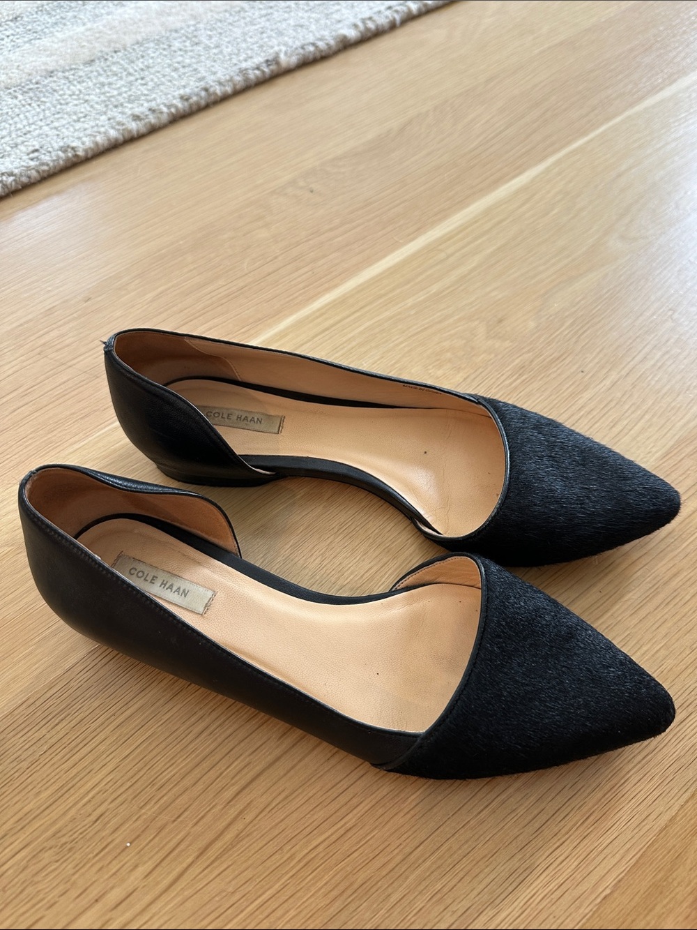 Cole Haan Black Pointed D'Orsay Flats